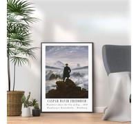 Caspar David Friedrich - Wanderer Above the Sea of Fog Poster print, Famous classic paintings, Iconic painters art work, A4 A3 Decoration Wall Art Deco, Frame options available (A4 Print Only)