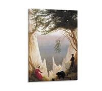 Caspar David Friedrich's Painting of The Chalk Cliffs of Rügen Wall Art Poster Scroll Canvas Painting Picture Living Room Decor Home 12x18inch(30x45cm)