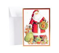Caspari 15 x 18 cm Advent Card Santa Claus