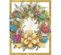 Caspari 5 x Christmas Greeting Cards Notelets & envelopes - Angel Wreath - 118mm x 153mm
