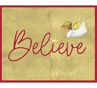 Caspari 5 x Christmas Greeting Cards Notelets & envelopes - Believe Angel - 96mm x 120mm