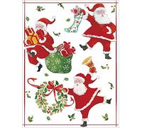 Caspari 5 x Christmas Greeting Cards Notelets & envelopes - Dancing Santas - 118mm x 153mm