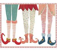 Caspari 5 x Christmas Greeting Cards Notelets & envelopes - Elf Stocking - 96mm x 120mm