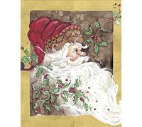 Caspari 5 x Christmas Greeting Cards Notelets & envelopes - Santa and Holly - 96mm x 120mm