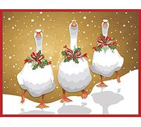 Caspari 5 x Christmas Greeting Cards Notelets & envelopes - Three Geese - 118mm x 153mm