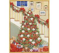 Caspari 5 x Christmas Greeting Cards Notelets & envelopes - Tree and Staircase - 118mm x 153mm