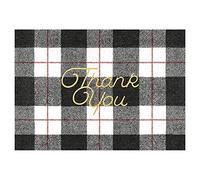 Caspari 8 Greeting Cards Notelets envelopes - Entertaining with Caspari Pliad Chck Black Tartan Thank You Notes, Pack of 8