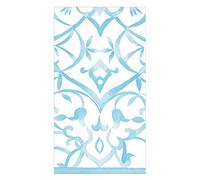 Caspari Algarve Paper Linen Guest Towel Napkins in Aqua - 12 Per Package