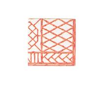 Caspari Bamboo Screen Coral Paper Linen Dinner Napkins - 12 Per Package