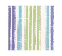 Caspari Bamboo Stripe Luncheon Napkins in Blue & Green- 20 Per Package