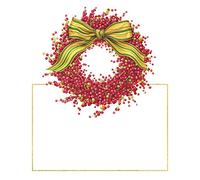 Caspari Berries and Bow by Karen Kluglein Christmas Placecards Dinner Table Decorations Table Decor Pk 8 Berries and Bow Place Card