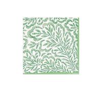 Caspari Block Print Leaves Paper Cocktail Napkins in Green, Two Packs of 20