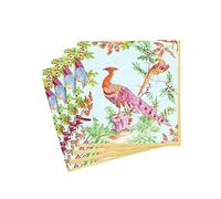 Caspari Chelsea Birds Paper Cocktail Napkins in Celadon - 20 Per Package