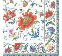 Caspari Chinese Ceramic White Floral Luncheon Paper Table Napkins 20 in a pack 33cm square