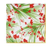 Caspari Christmas Berries and Pine Paper Luncheon Napkins - 20 Per Package