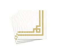 Caspari Cocktail Napkin Rive Gauche, Gold/White, 12541C