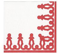 Caspari Dessin Passementerie Paper Linen Dinner Napkins in Red - 12 Per Package