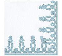 Caspari Dessin Passementerie Paper Linen Dinner Napkins in Stone Blue - 12 Count