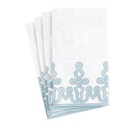 Caspari Dessin Passementerie Paper Linen Disposable Bathroom Guest Towel Napkins in Stone Blue - 12 Count