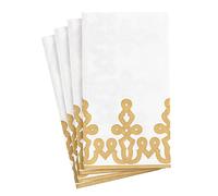 Caspari Dessin Passementerie Paper Linen Guest Towel Napkins in Gold - 12 Per Package