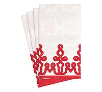 Caspari Dessin Passementerie Paper Linen Guest Towel Napkins in Red - 12 Per Package