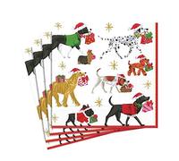 Caspari Entertaining with Christmas Delivery Luncheon Napkins, White, 20-Piece