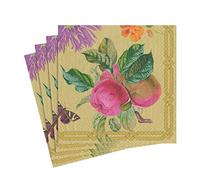 Caspari Entertaining with Decoupage Garden Luncheon Napkin, Paper, Gold, 16.5 x 16.5 x 3 cm