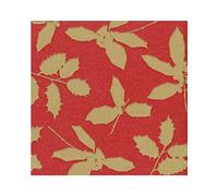 Caspari Holly Silhouettes Paper Linen Luncheon Napkins in Red, 15 Per Package