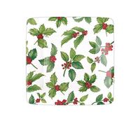 Caspari Holly Toss by Karen Kluglein Ivory Paper Salad Plate Square 20 x 3 x 20 cm