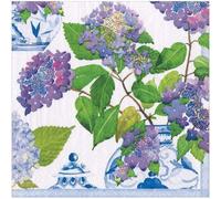 Caspari Hydrangeas and Porcelain Paper Luncheon Napkins, 20 Per Package