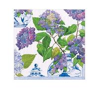 Caspari Hydrangeas and Porcelain Paper Luncheon Napkins, 20 Per Package