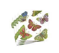 Caspari Jeweled Butterflies Paper Cocktail Napkins, Pack of 20, Ivory
