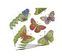 Caspari Jeweled Butterflies Paper Luncheon Napkins, Pack of 20, Ivory