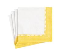 Caspari Linen Border Paper Party Cocktail Napkins in Yellow - 20 Per Package
