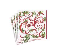Caspari Merry Christmas to You Paper Cocktail Napkins - 20 Per Package