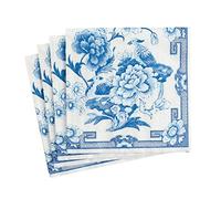 Caspari Paper Cocktail Napkins, Pack of 20, Blue/White 12450C