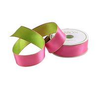 Caspari Pink & Green Reversible Satin Wired Ribbon - 9.1 Meter Spool
