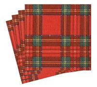 Caspari - Plaid Party Napkins, Red and Green, (Pack of 20)