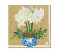 Caspari Potted Amaryllis Paper Luncheon Napkins in Gold - 20 Per Package