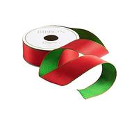 Caspari Red & Green Reversible Satin Wired Ribbon - 9.1 Meter Spool