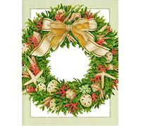 Caspari Seashell Wreath Large Boxed Christmas Cards - 16 Cards & 16 Envelopes