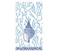 Caspari Shell Toile Guest Towel Napkins in Blue - 15 Per Package