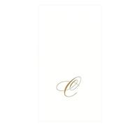 Caspari " Signature Gold Initial C Paper Linen Guest Towels, White Pearl, Pack of 24