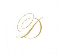 Caspari " Signature Gold Initial D Paper Linen Cocktail Napkins, White Pearl, Pack of 30