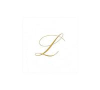 Caspari " Signature Gold Initial L Paper Linen Cocktail Napkins, White Pearl, Pack of 30