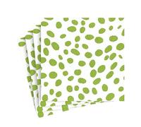 Caspari Spots Paper Linen Luncheon Napkins in Green, 15 Per Package