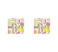 Caspari Spring Flower Show Paper Cocktail Napkins - 20 Per Box (Pack of 2)