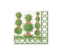 Caspari Topiaries Paper Cocktail Napkins Green Border - 20 Per Package