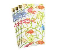 Caspari Tropical Reef Paper Guest Towel Napkins in White - 15 Per Package