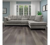 Casper Chenille Large 5 Seater L Shaped Corner Sofa Right Hand Facing Furnishings For Less UK Grey One Size